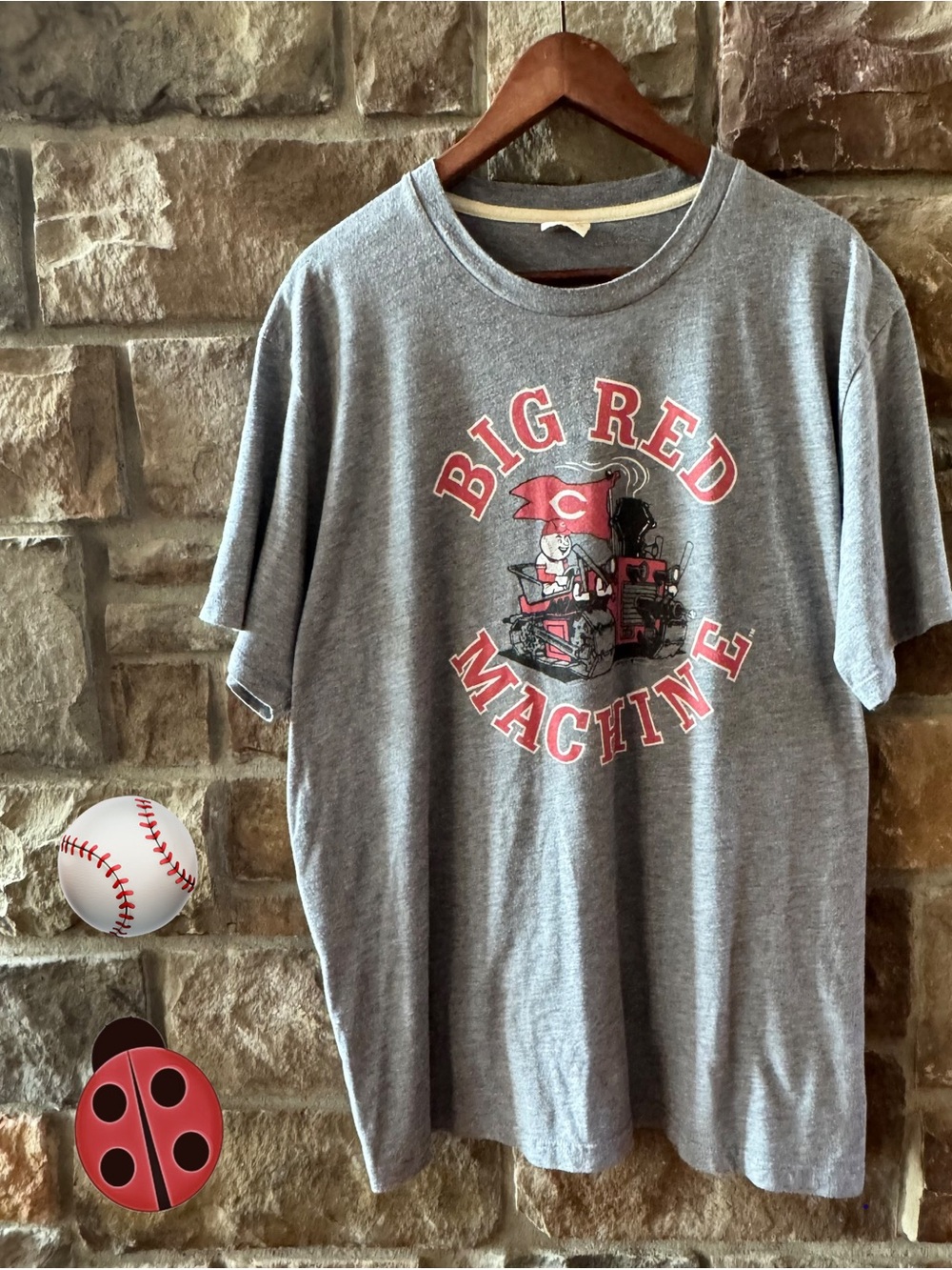 HOMAGE Gray Tee with Red & Black Big Red Machine Graphic - XXL